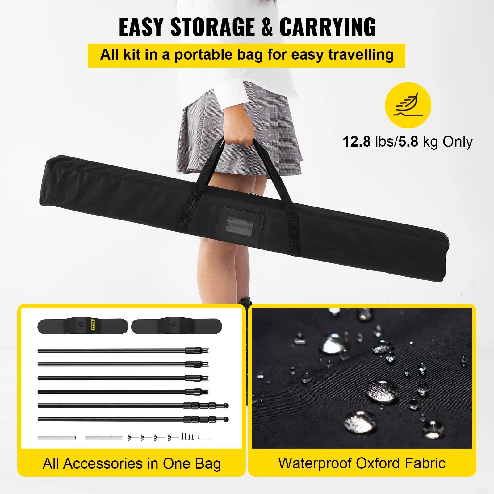 VEVOR Adjustable Telescopic Backdrop Banner Stand, 8' x 8' Retractable Display with Carrying Bag