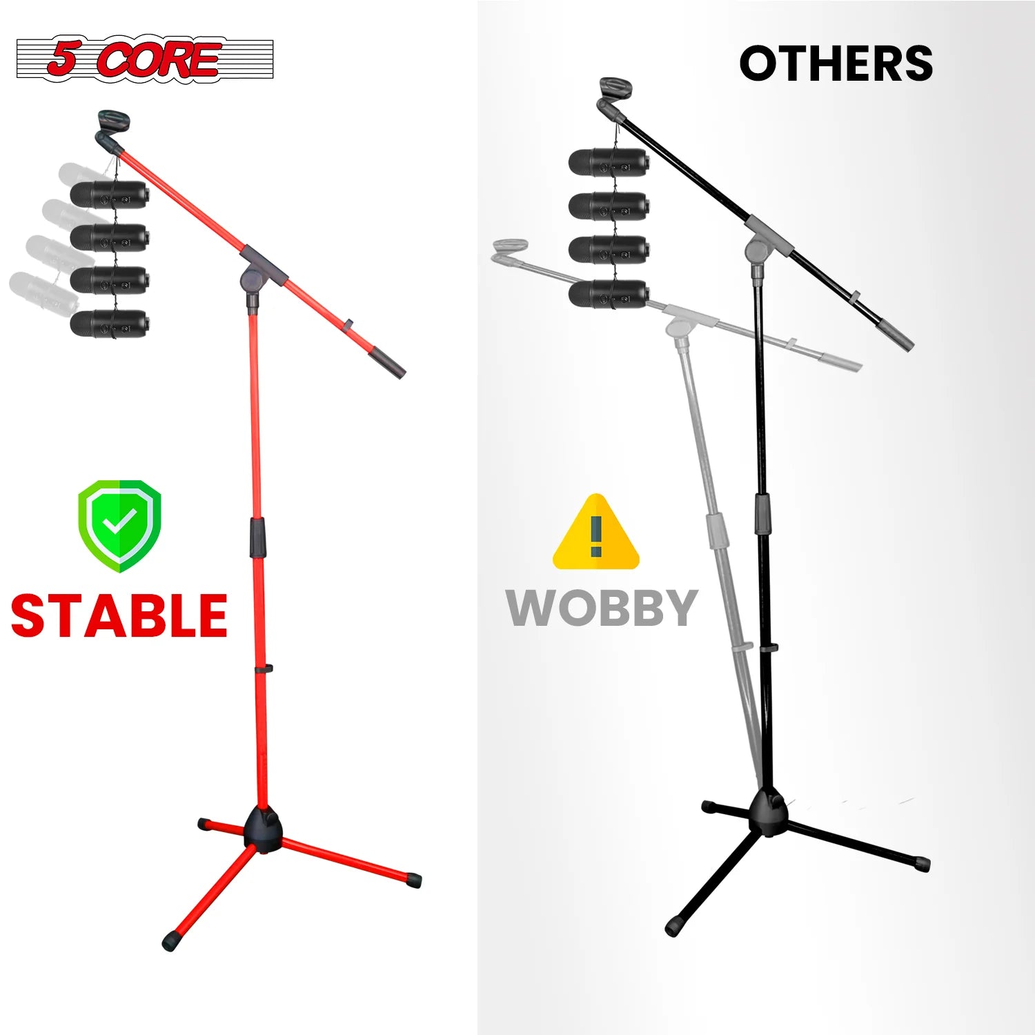 5Core Adjustable Floor Microphone Stand with Boom Arm