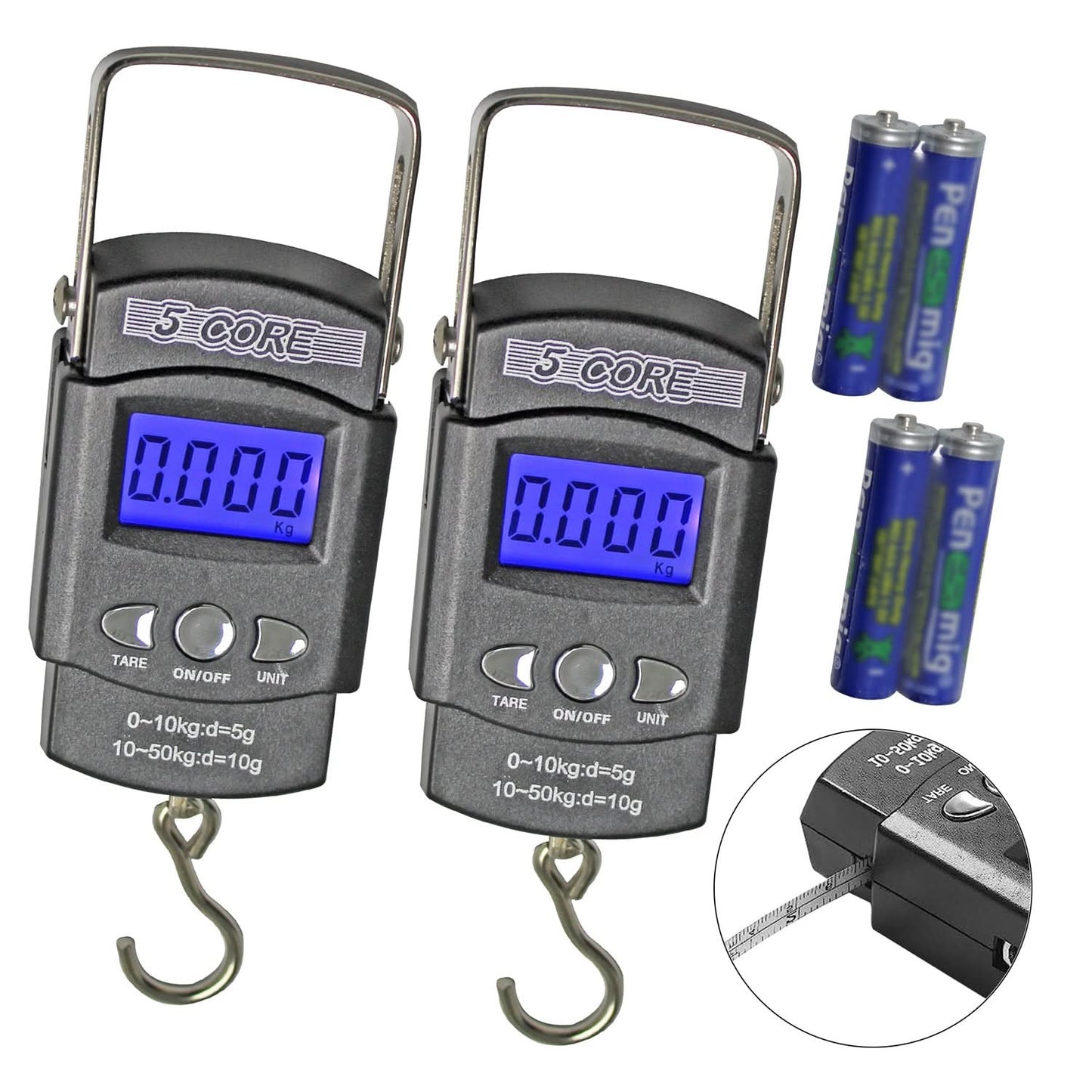 5Core Digital Fishing Scale 110Lb/50Kg Hanging Luggage Weighing Scales W Measuring Tape