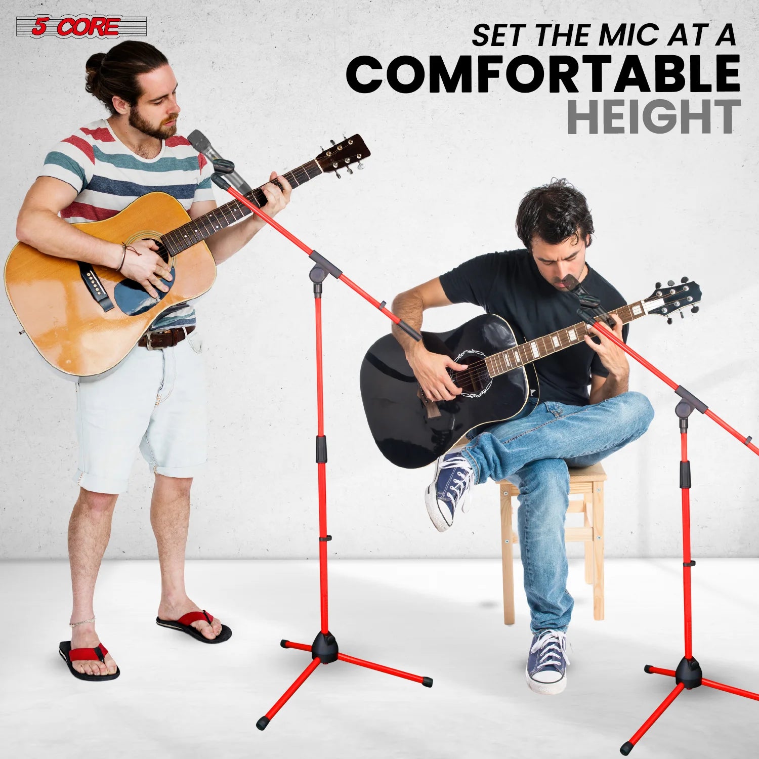 5Core Adjustable Floor Microphone Stand with Boom Arm