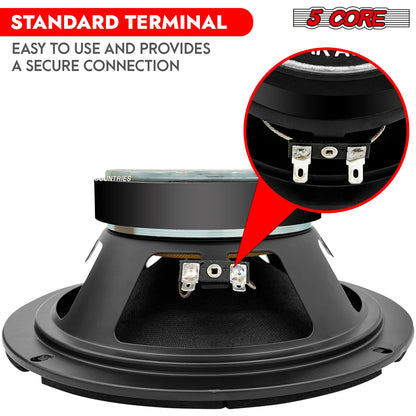 5Core 8 Inch Midrange Door Speaker 580W PMPO Subwoofer W Aluminum Bullet 8O Sub Woofer