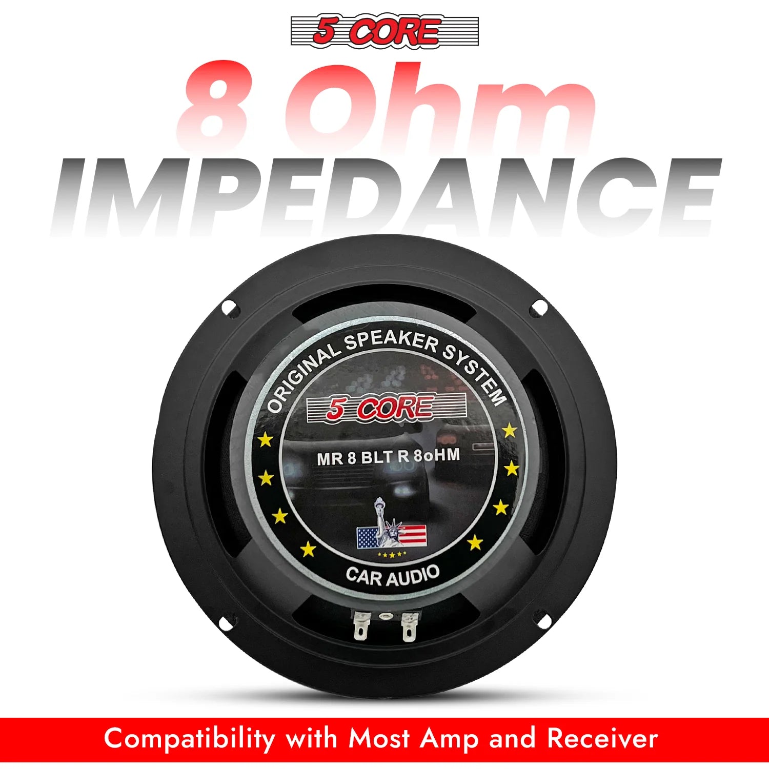5Core 8 Inch Midrange Door Speaker 580W PMPO Subwoofer W Aluminum Bullet 8O Sub Woofer