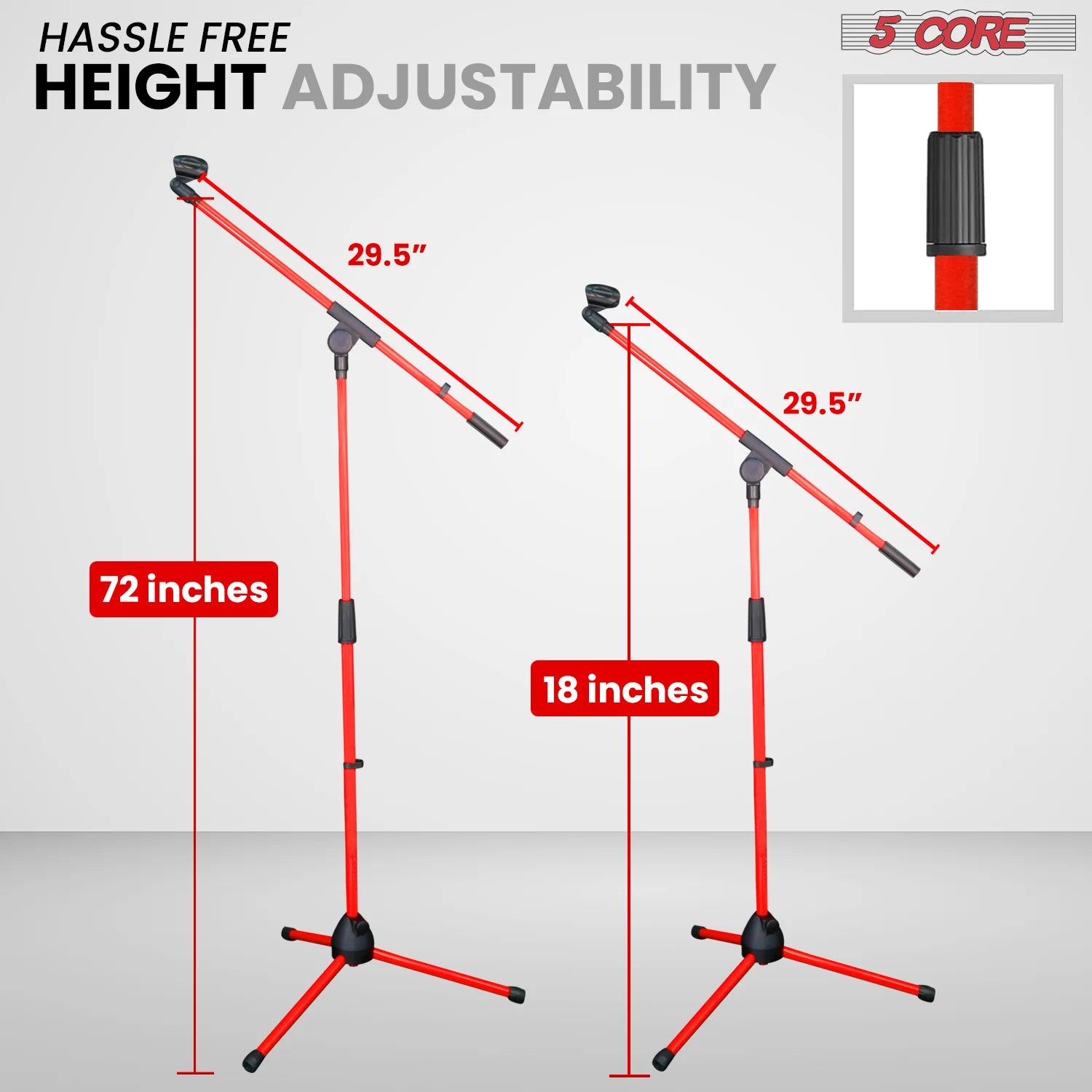 5Core Adjustable Floor Microphone Stand with Boom Arm