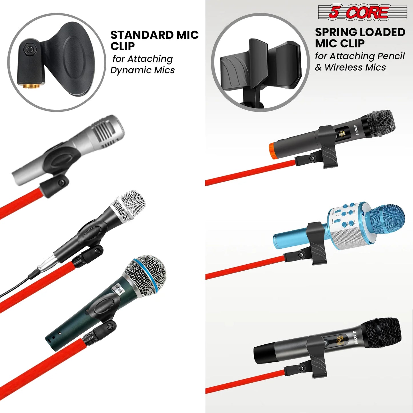 5Core Adjustable Floor Microphone Stand with Boom Arm