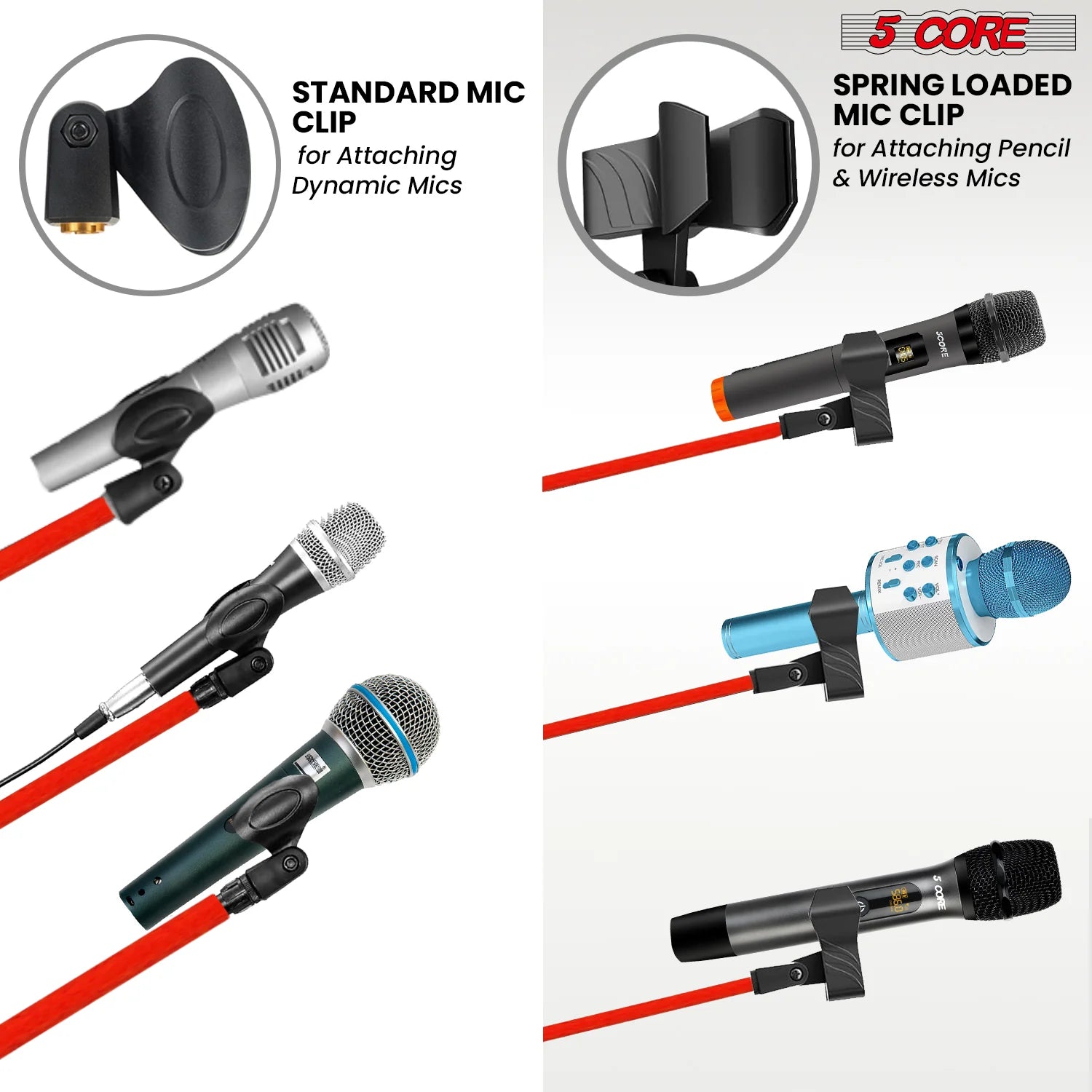 5Core Adjustable Floor Microphone Stand with Boom Arm