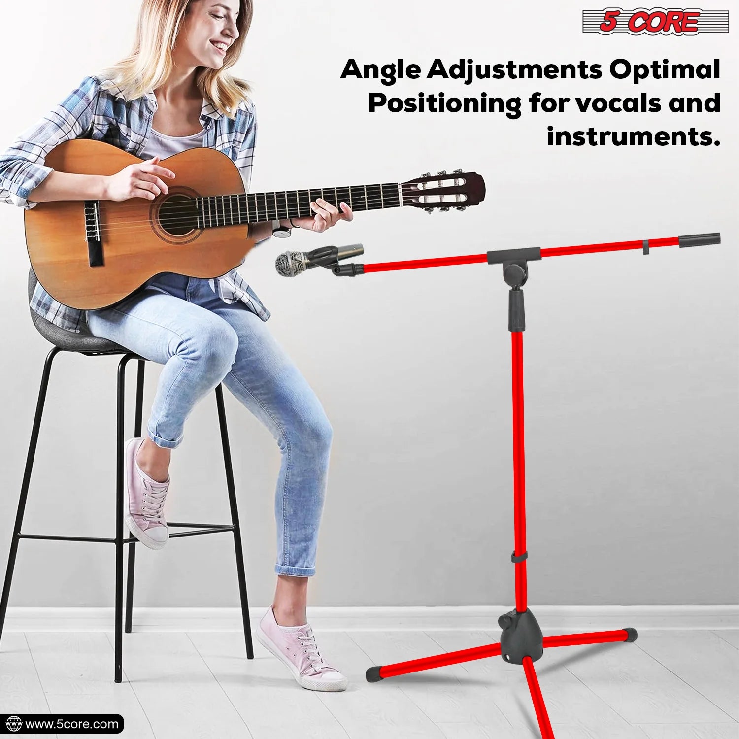 5Core Adjustable Floor Microphone Stand with Boom Arm