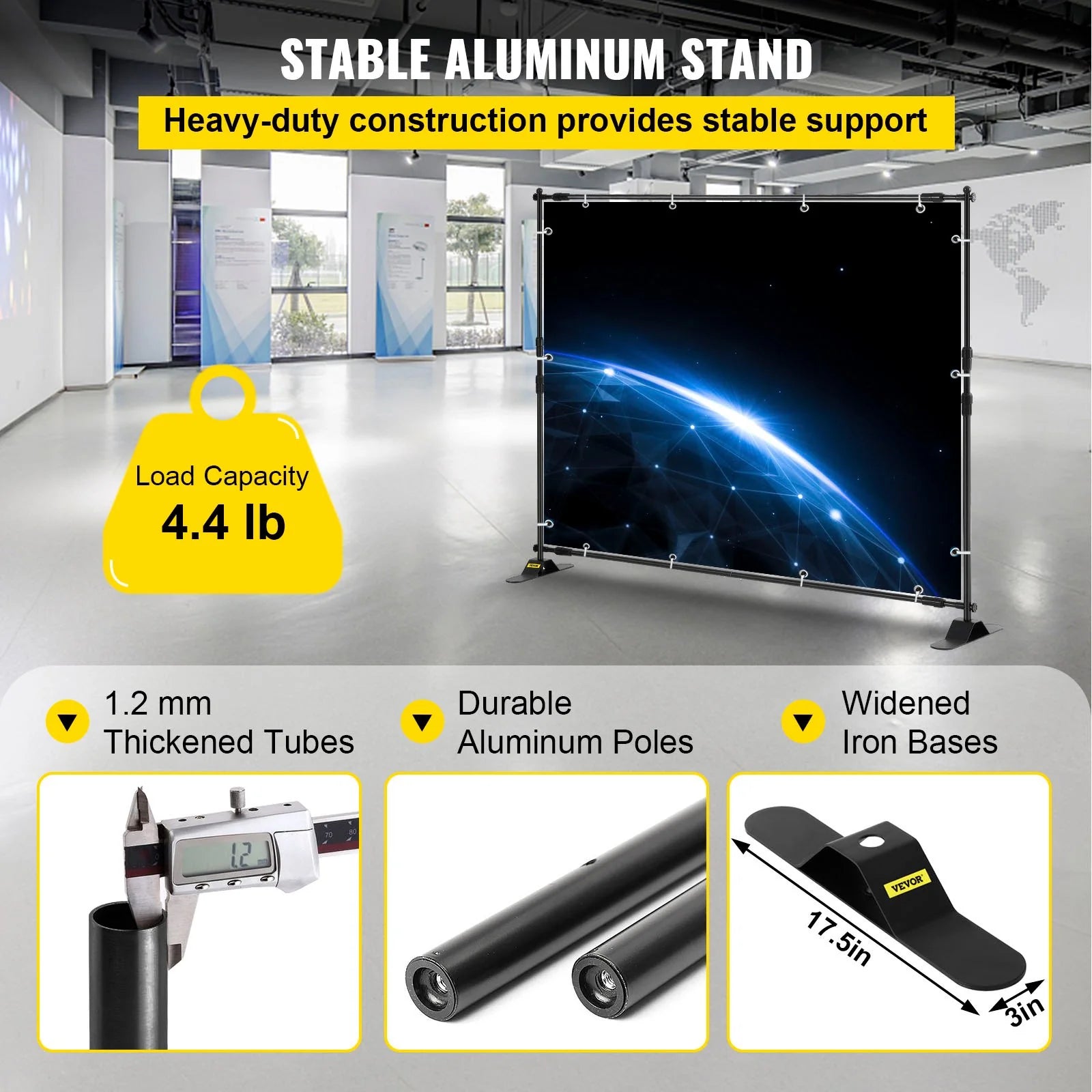 VEVOR Adjustable Telescopic Backdrop Banner Stand, 8' x 8' Retractable Display with Carrying Bag