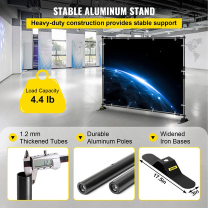 VEVOR Adjustable Telescopic Backdrop Banner Stand, 8' x 8' Retractable Display with Carrying Bag