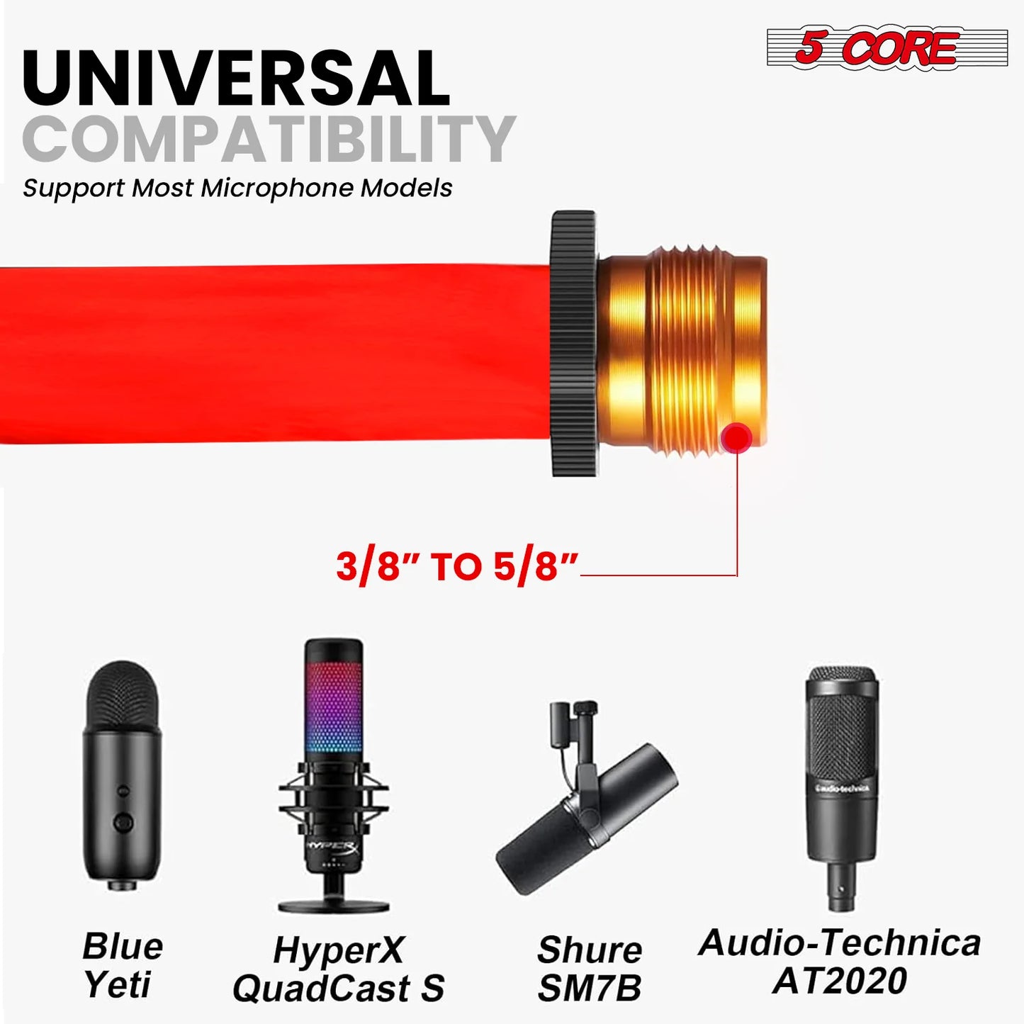 5Core Adjustable Floor Microphone Stand with Boom Arm