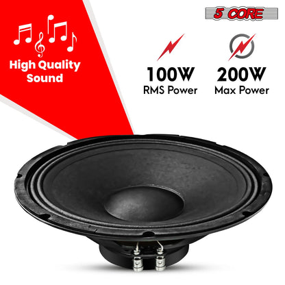 5Core 12 Inch DJ Subwoofer Speaker 200W Peak 8Ohm Audio Replacement Sub Woofer